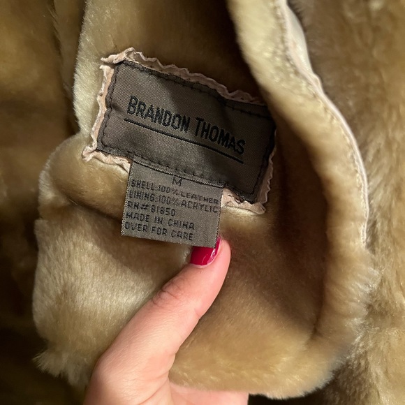 Long Tan Shearling Leather Jacket - Picture 7 of 12